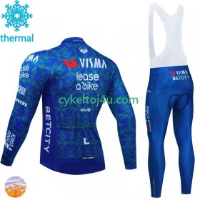 Visma Lease A Bike Tdf Blanc Cykeltrøje Langærmet + Bib Cykelbukser Vinter Thermal Fleece 2024